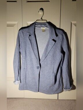 Matty M Light Light Grey Heathered Knit Blazer Soft, Stretchy, Great Pockets